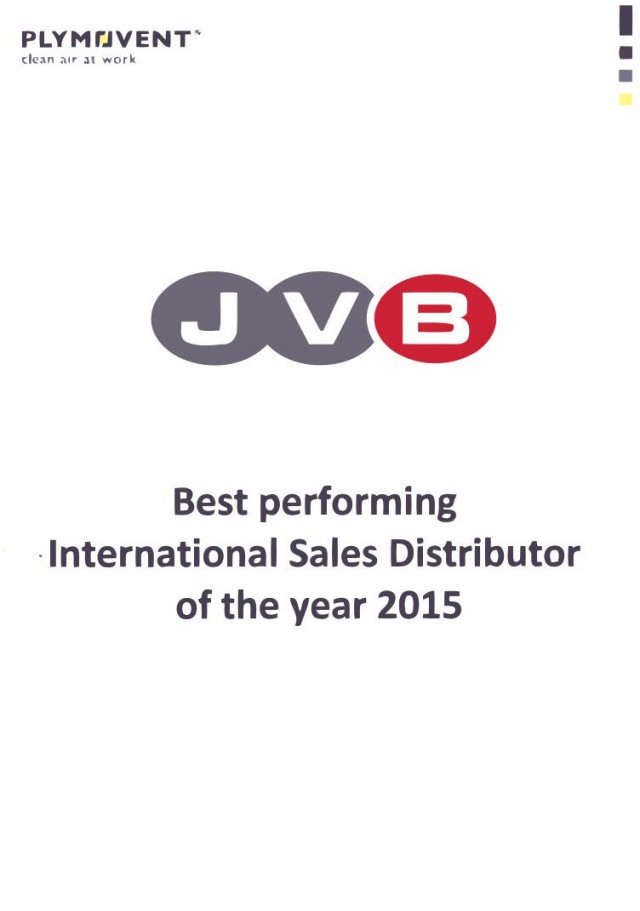 Plymovent best performing International Sales Distributor of the year 2015